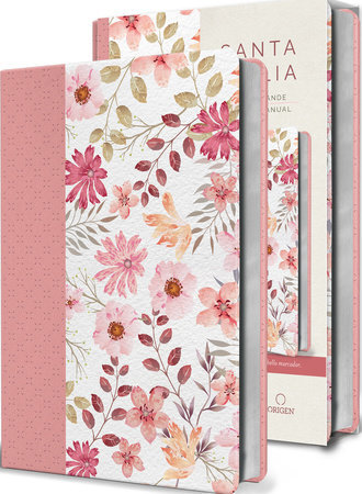 Biblia Letra Grande - Piel Rosada con Flores